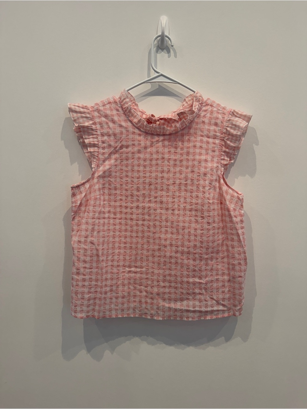 14th & Union Pink Gingham Ruffle Sleeve Blouse